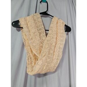 Sheer Lace Floral Infinity Scarf Loop Lightweight Peach Women Accessories